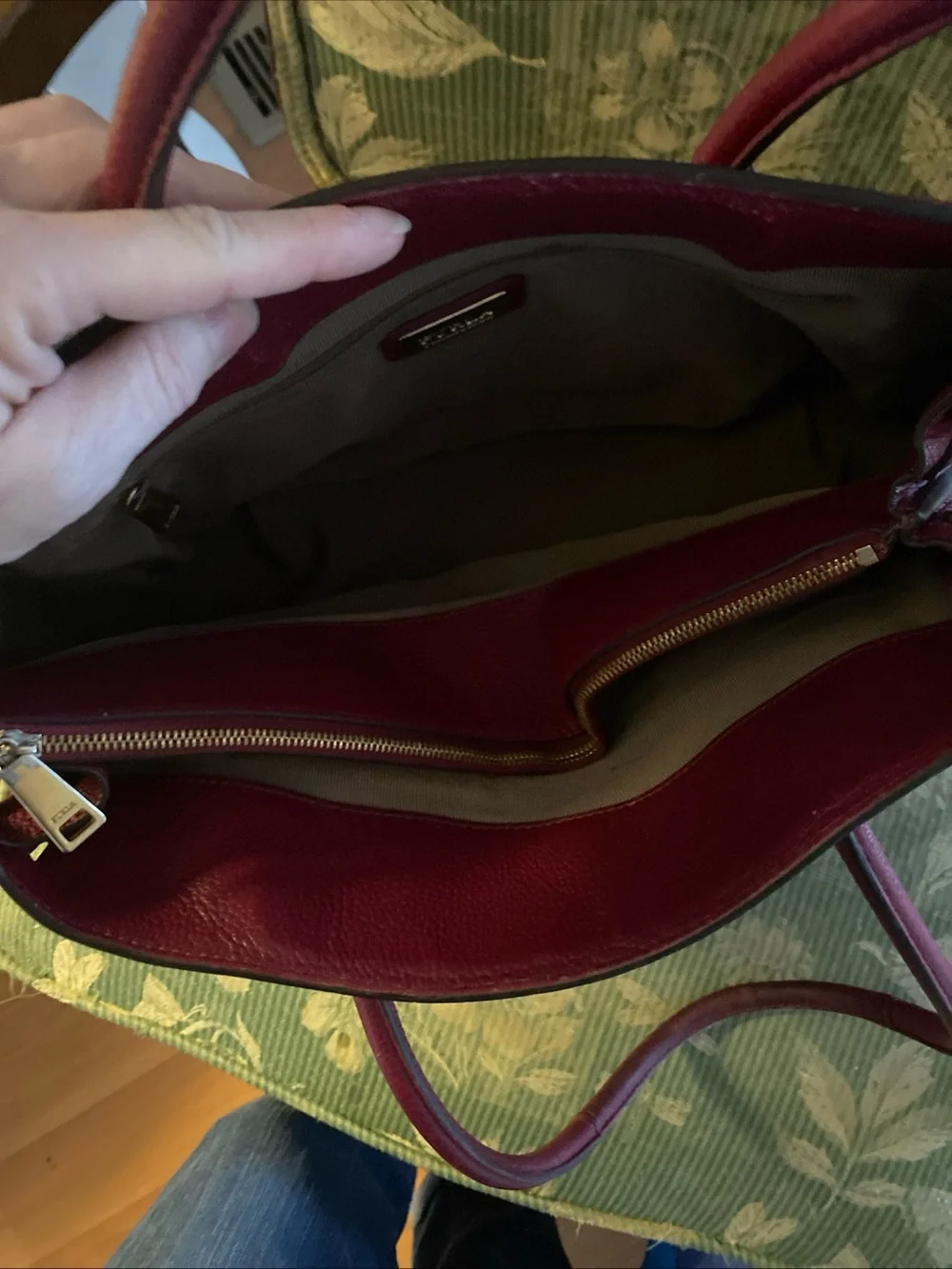 Furla Burgundy Leather Top-Handle Tote